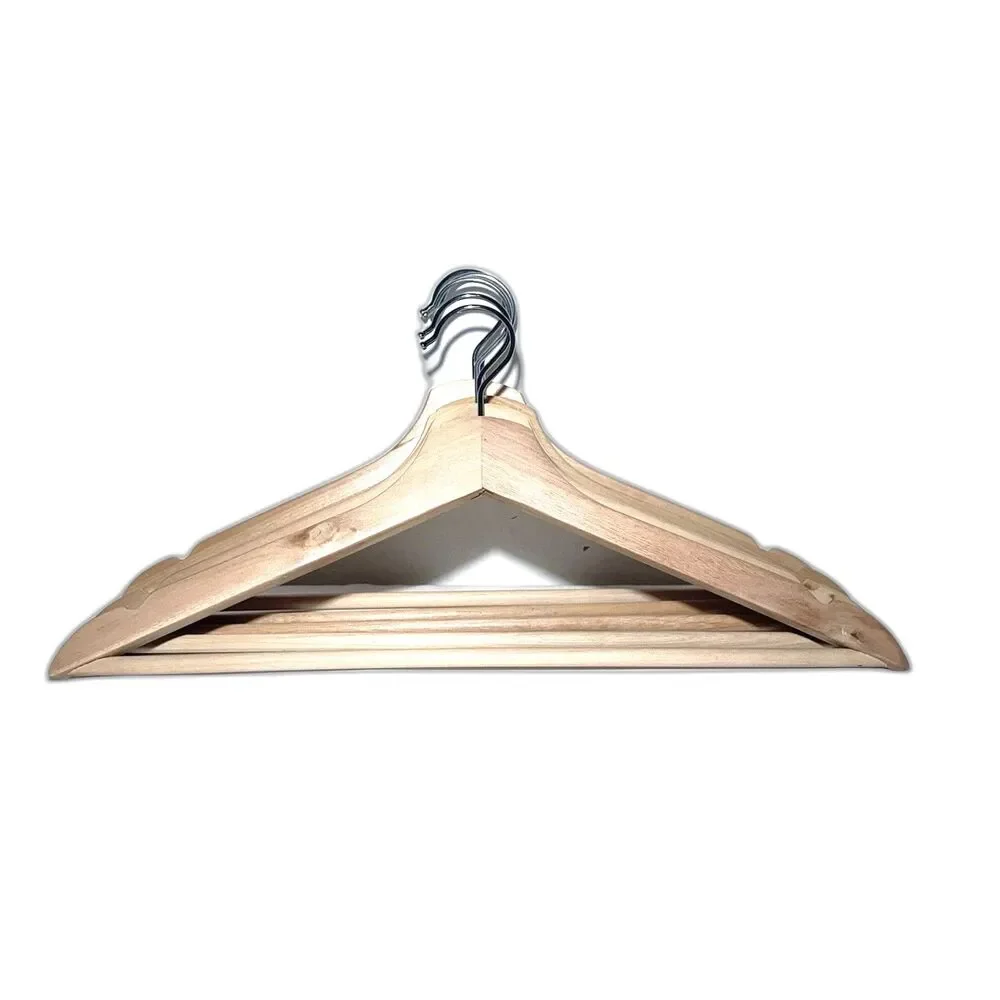 Natural Maple Wood Hangers 5 Pack Closet Clothing Storage Organizer